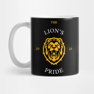 Black and Gold Simple Masculine Illustrative Brave Lion Mug